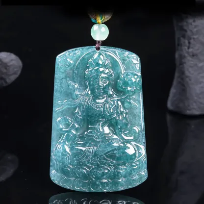 Mahasthamaprapta Bodhisattva Natural Jadeite Necklace – Wisdom, Protection & Prosperity