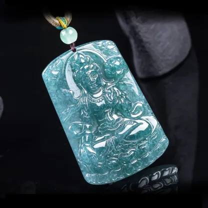 Mahasthamaprapta Bodhisattva Natural Jadeite Necklace – Wisdom, Protection & Prosperity