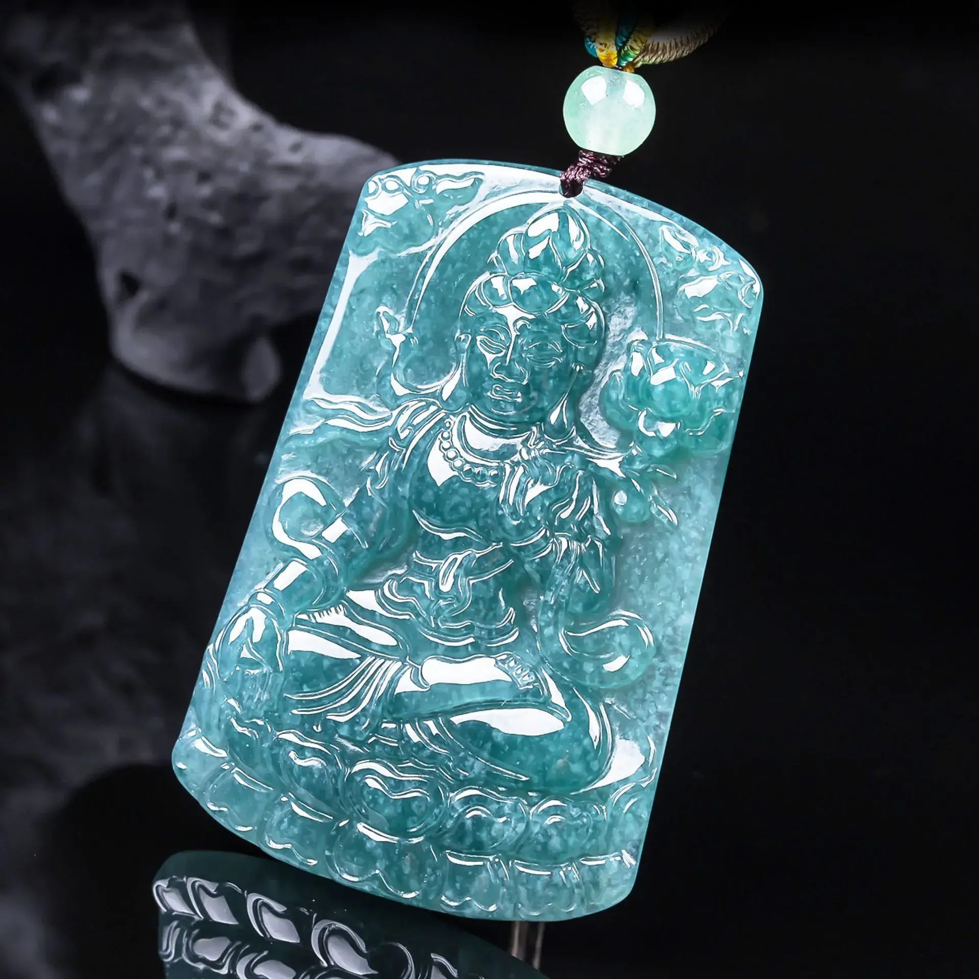 Mahasthamaprapta Bodhisattva Natural Jadeite Necklace – Wisdom, Protection & Prosperity