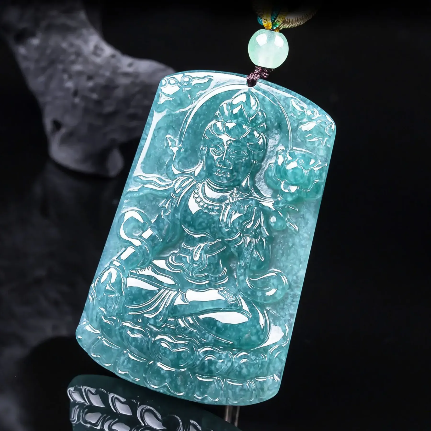 Mahasthamaprapta Bodhisattva Natural Jadeite Necklace – Wisdom, Protection & Prosperity