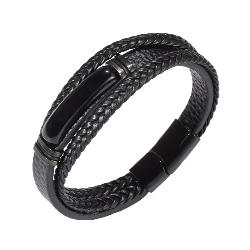 Men’s Gemstone Bracelet with Tiger Eye, Obsidian or Green Aventurine – Braided Design & Magnetic Clasp