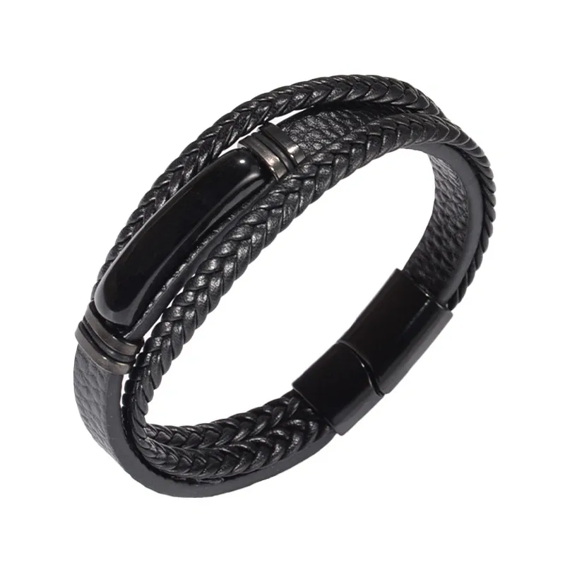 Men’s Gemstone Bracelet with Tiger Eye, Obsidian or Green Aventurine – Braided Design & Magnetic Clasp