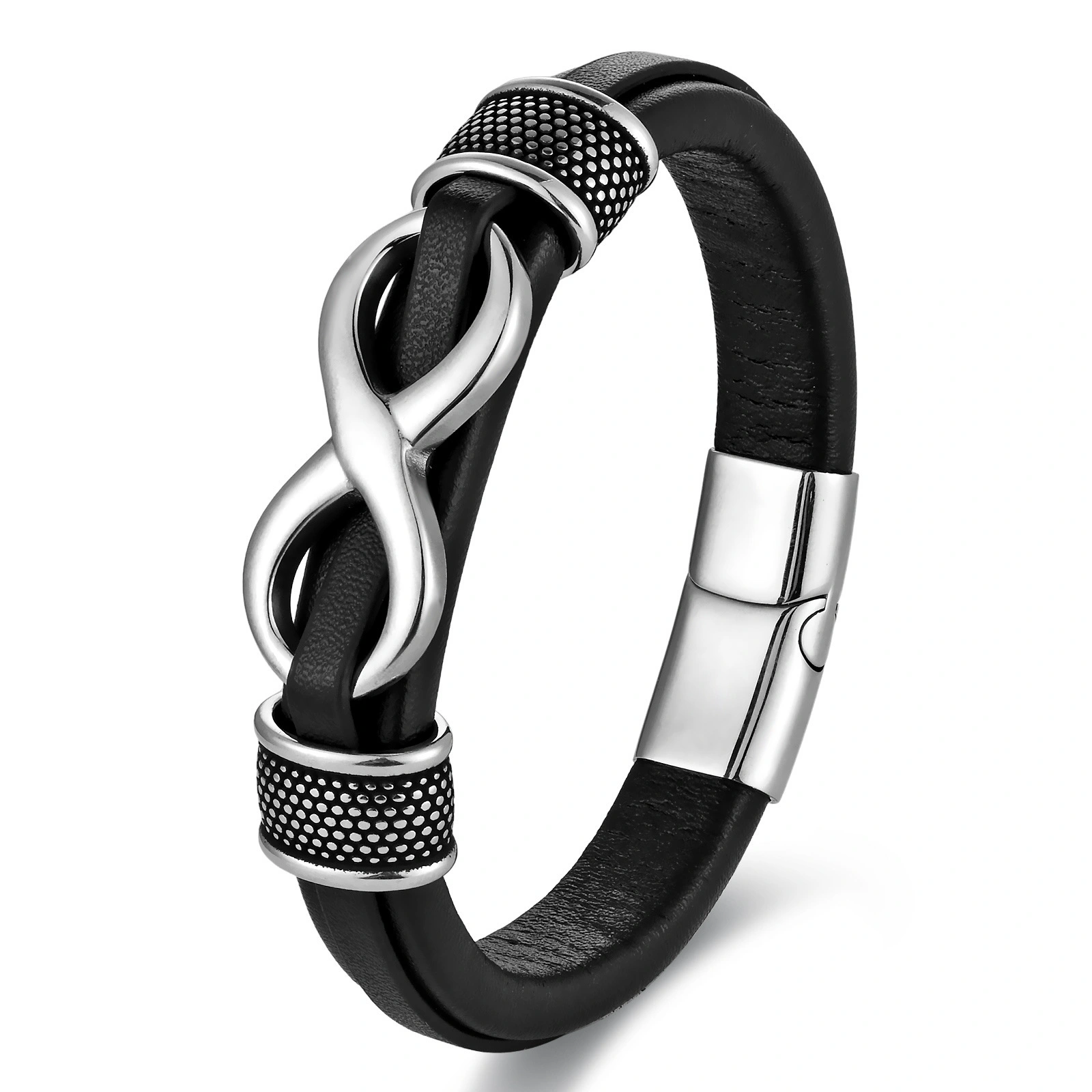 Men’s Infinity Symbol Leather Bracelet with Magnetic Clasp – Meaningful Gift for Him