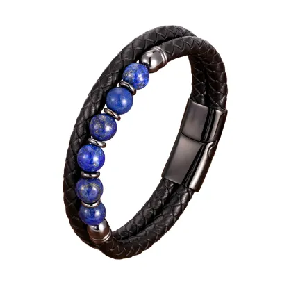 Men’s Natural Stone Double-Layer Braided Bracelet – Balance, Strength & Confidence