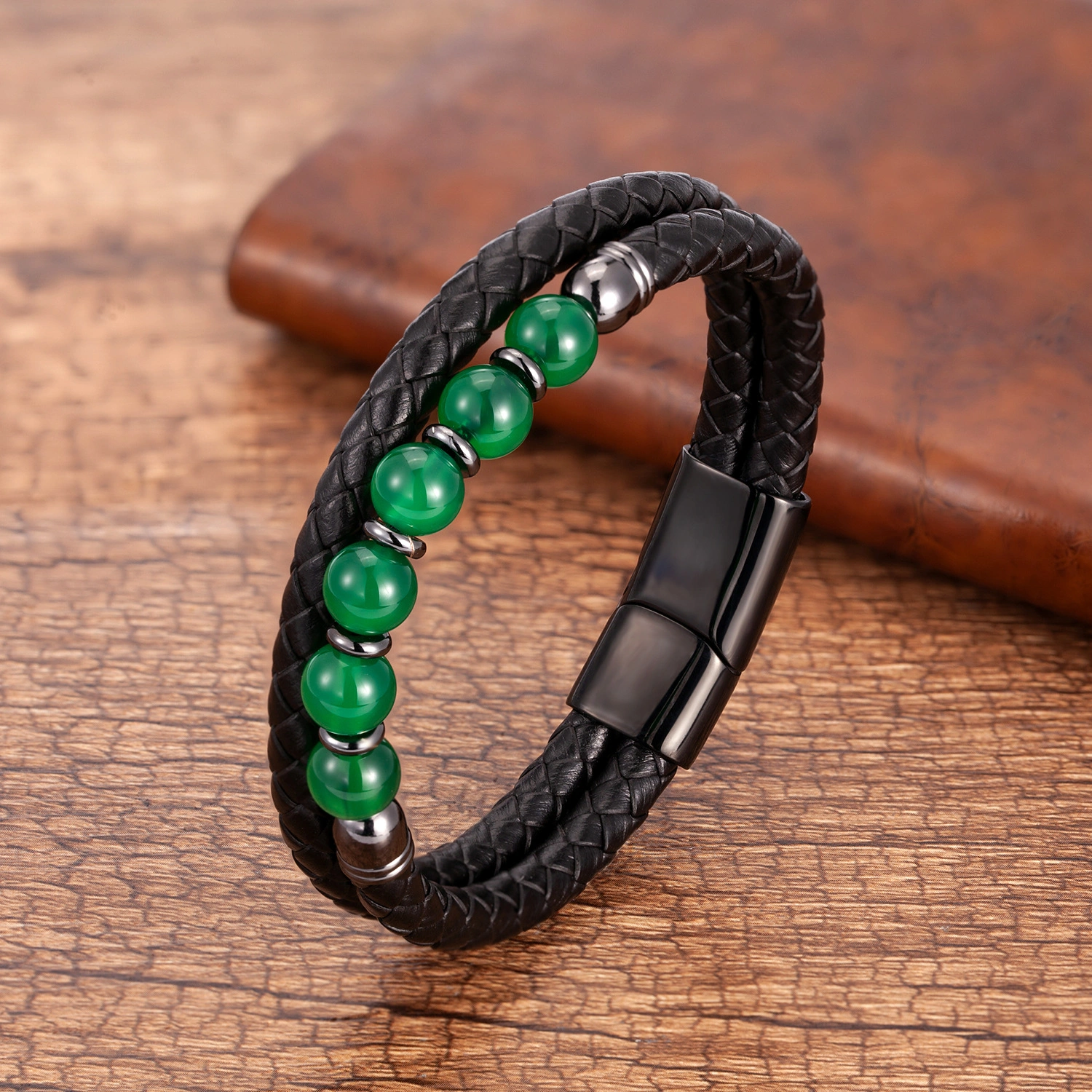 Men’s Natural Stone Double-Layer Braided Bracelet – Balance, Strength & Confidence