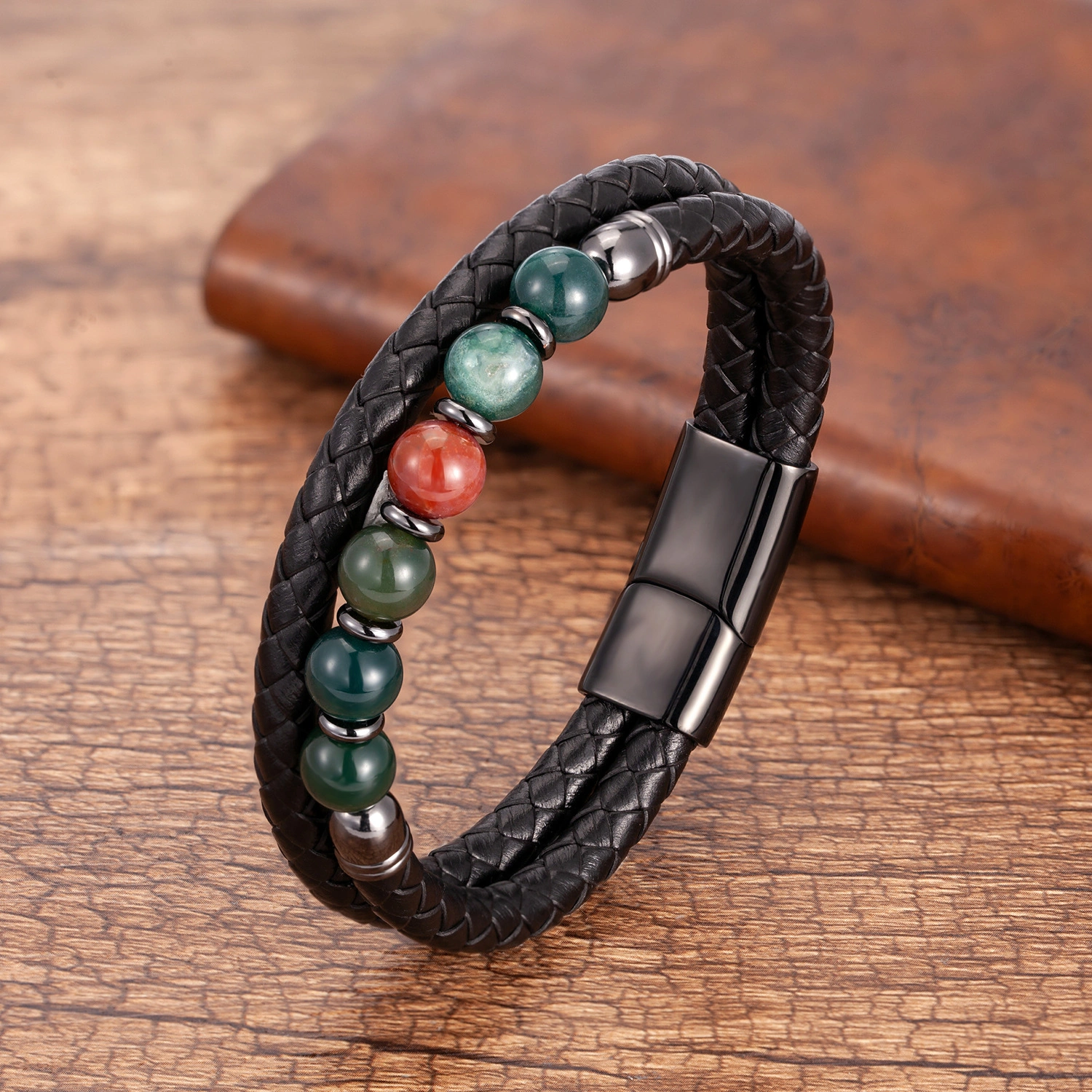 Men’s Natural Stone Double-Layer Braided Bracelet – Balance, Strength & Confidence