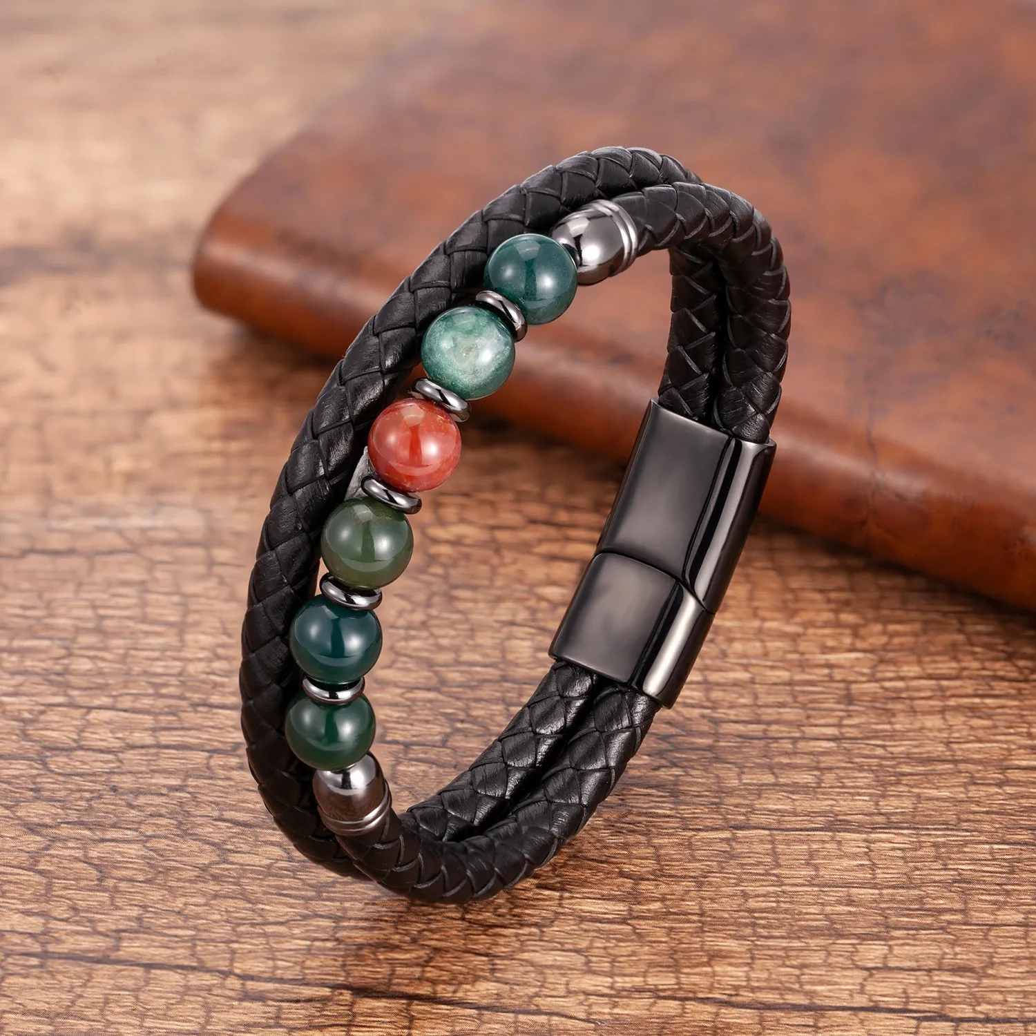 Men’s Natural Stone Double-Layer Braided Bracelet – Balance, Strength & Confidence