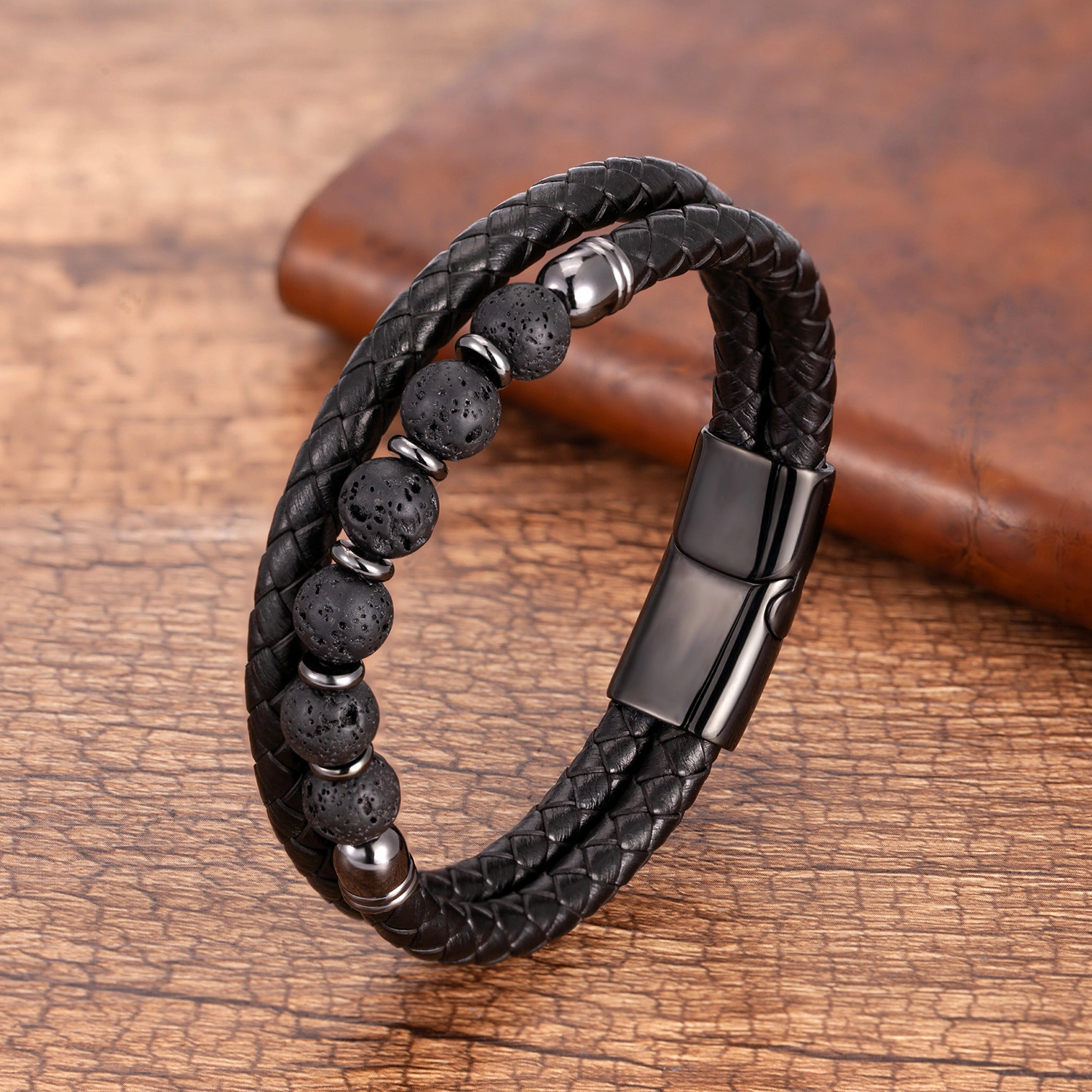 Men’s Natural Stone Double-Layer Braided Bracelet – Balance, Strength & Confidence