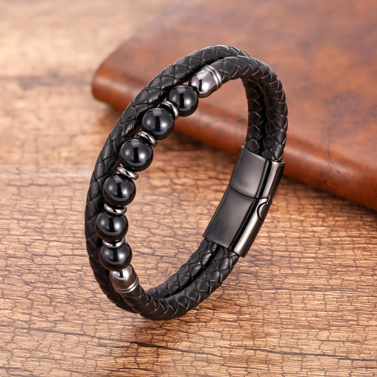 Men’s Natural Stone Double-Layer Braided Bracelet – Balance, Strength & Confidence