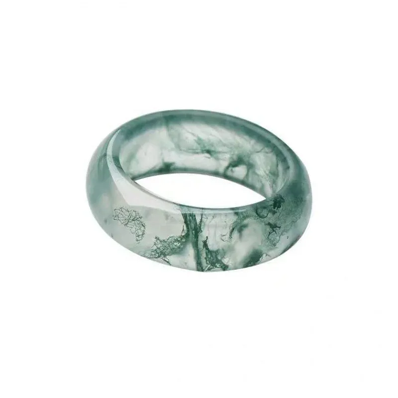 Moss Agate Ring – Green Botanical Patterns for Growth & Grounding