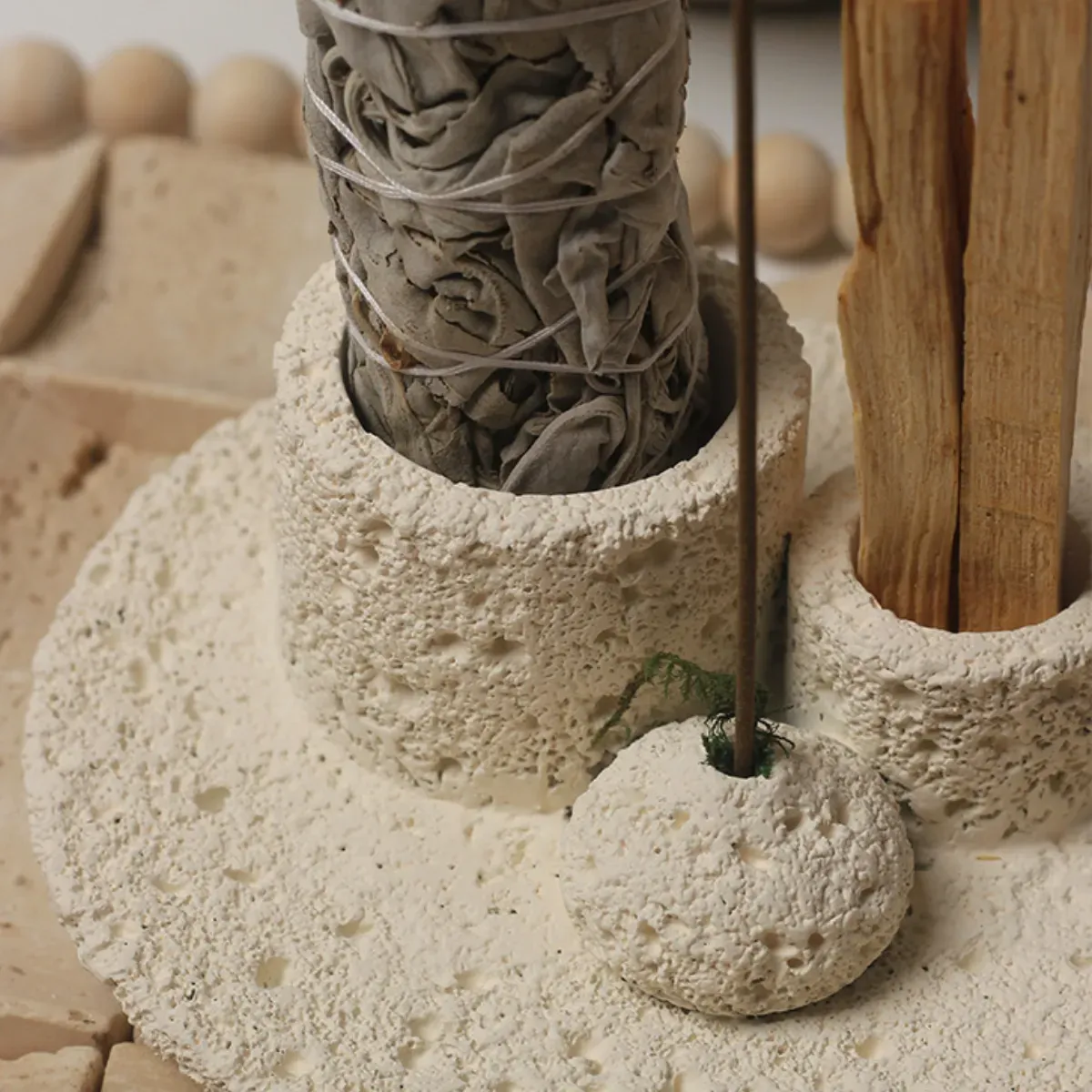 Multi-Functional Cement Incense Holder for Sage & Palo Santo