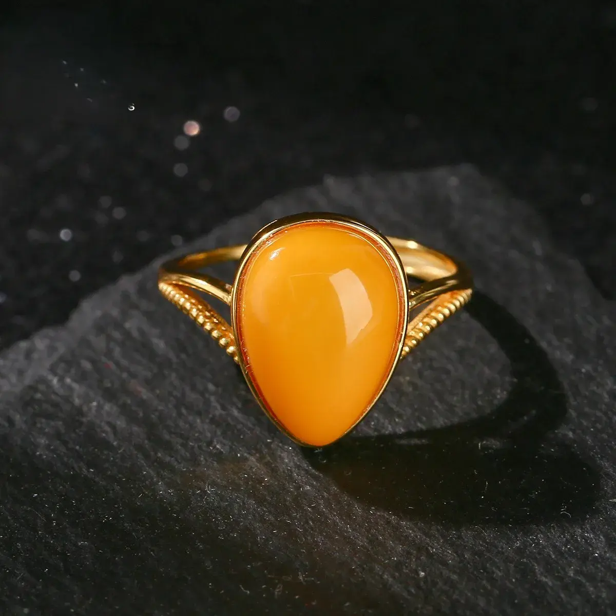 Natural Old Beeswax S925 Silver Ring for Inner Peace & Protective Harmony