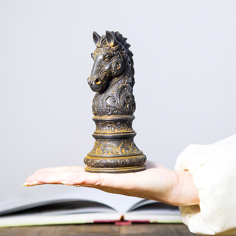 Natural Rust Horse Head Cast Iron & Resin Ornament for Instant Success & Career Prosperity