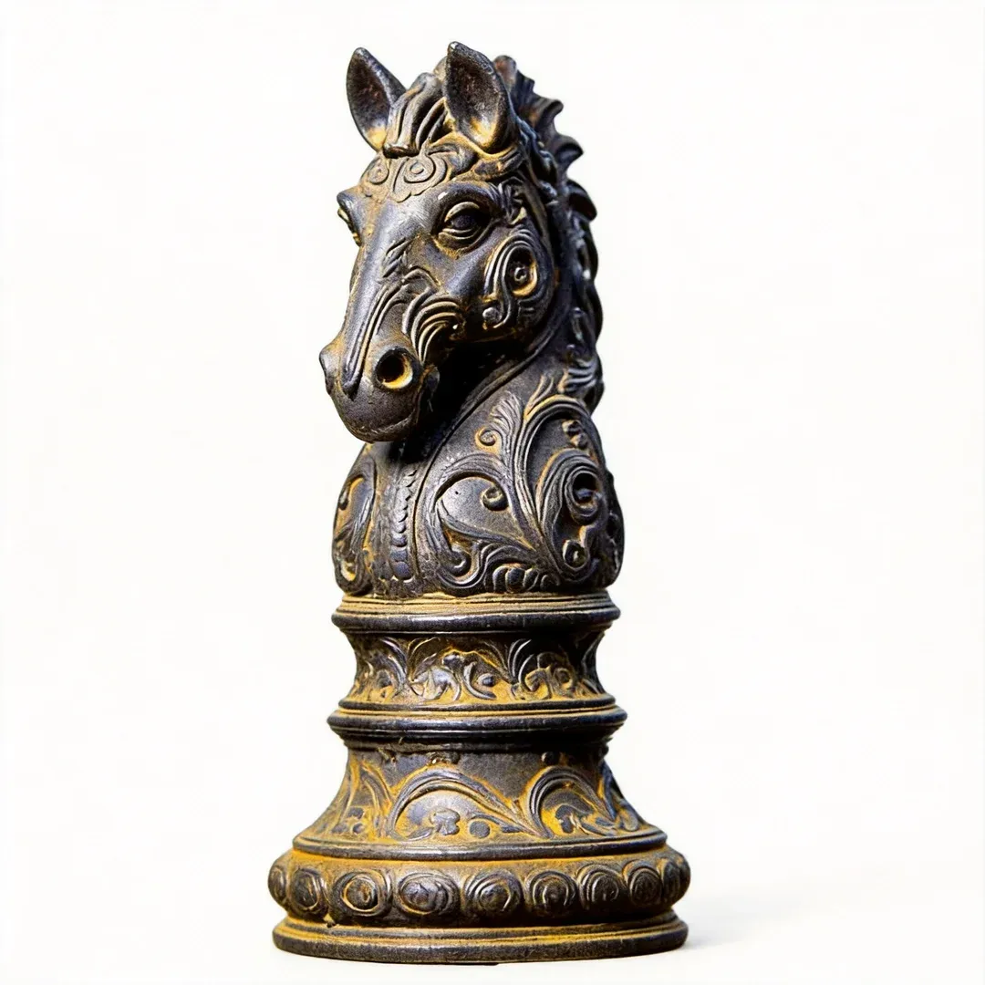 Natural Rust Horse Head Cast Iron & Resin Ornament for Instant Success & Career Prosperity