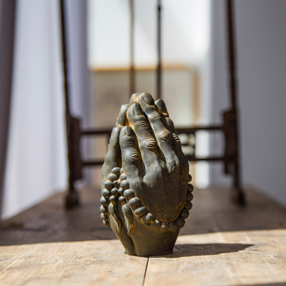 Natural Rust Iron & Resin Buddha Hand Sculpture – Zen Serenity, Spiritual Protection & Inner Peace