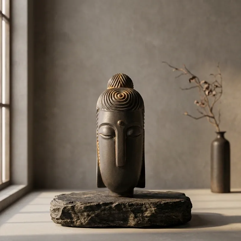 Natural Rust Iron & Resin Buddha Head – Inner Peace, Spiritual Serenity & Timeless Zen