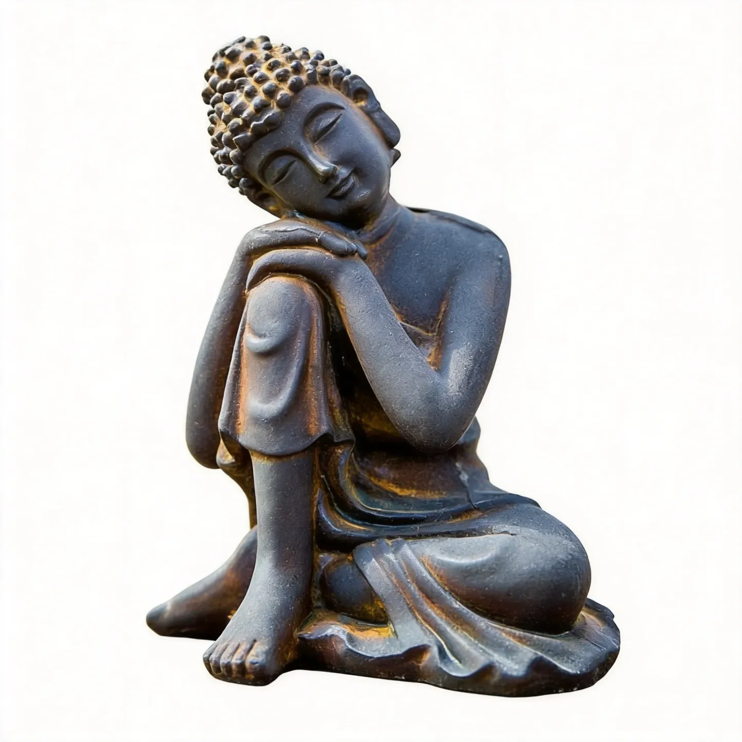 Natural Rust Iron-Resin Buddha Statue for Inner Peace & Spiritual Protection