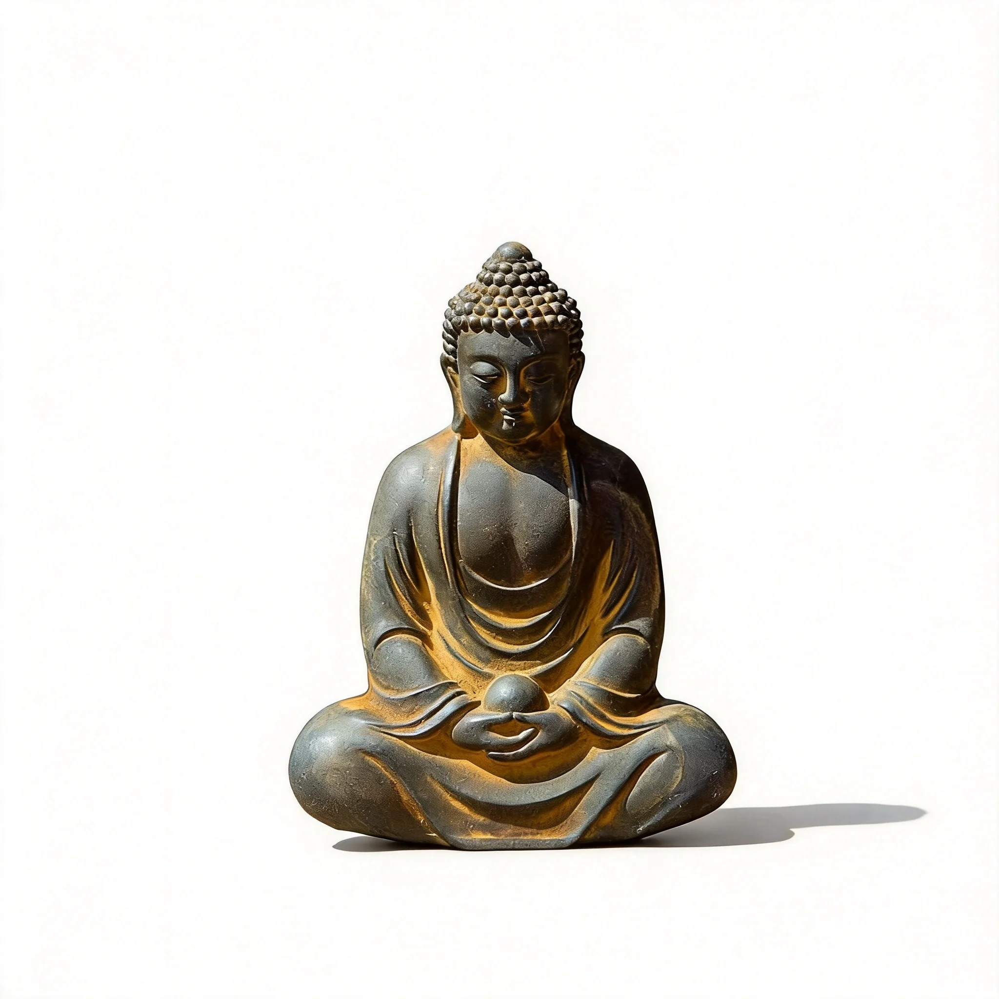 Natural Rust Iron & Resin Buddha Statue for Zen Serenity & Inner Peace