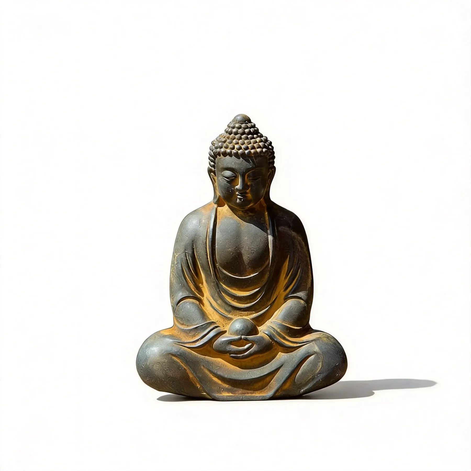 Natural Rust Iron & Resin Buddha Statue for Zen Serenity & Inner Peace