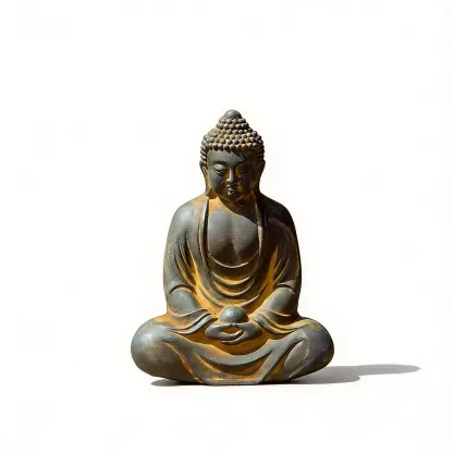 Natural Rust Iron & Resin Buddha Statue for Zen Serenity & Inner Peace