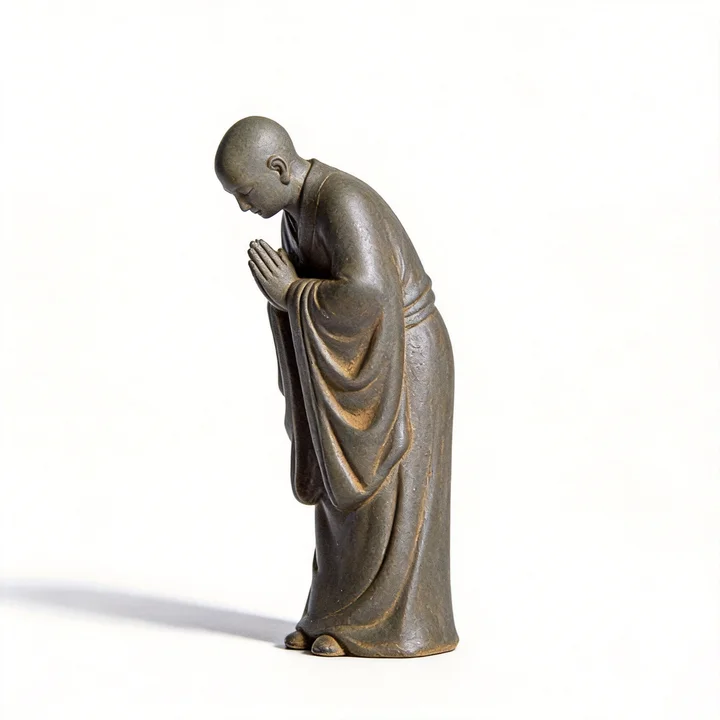 Natural Rust Iron Resin Monk Statuette for Inner Peace & Spiritual Serenity