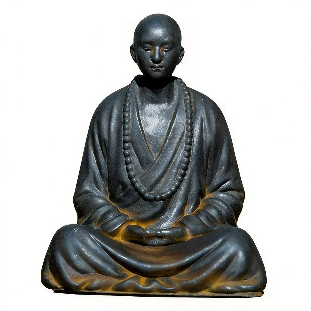 Natural Rust Iron Resin Monk Statuette for Inner Peace & Spiritual Serenity