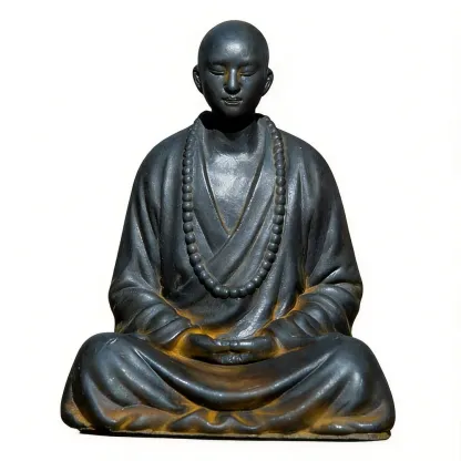Natural Rust Iron Resin Monk Statuette for Inner Peace & Spiritual Serenity