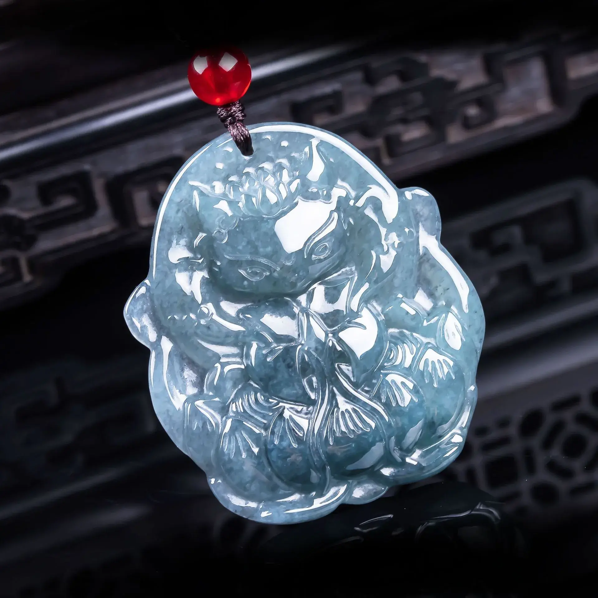 Nine-Tailed Fox Fairy Natural A-Grade Jadeite Necklace for Prosperity & Spiritual Protection