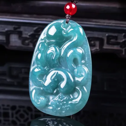 Nine-Tailed Fox Jadeite Necklace for Love, Charm & Protection