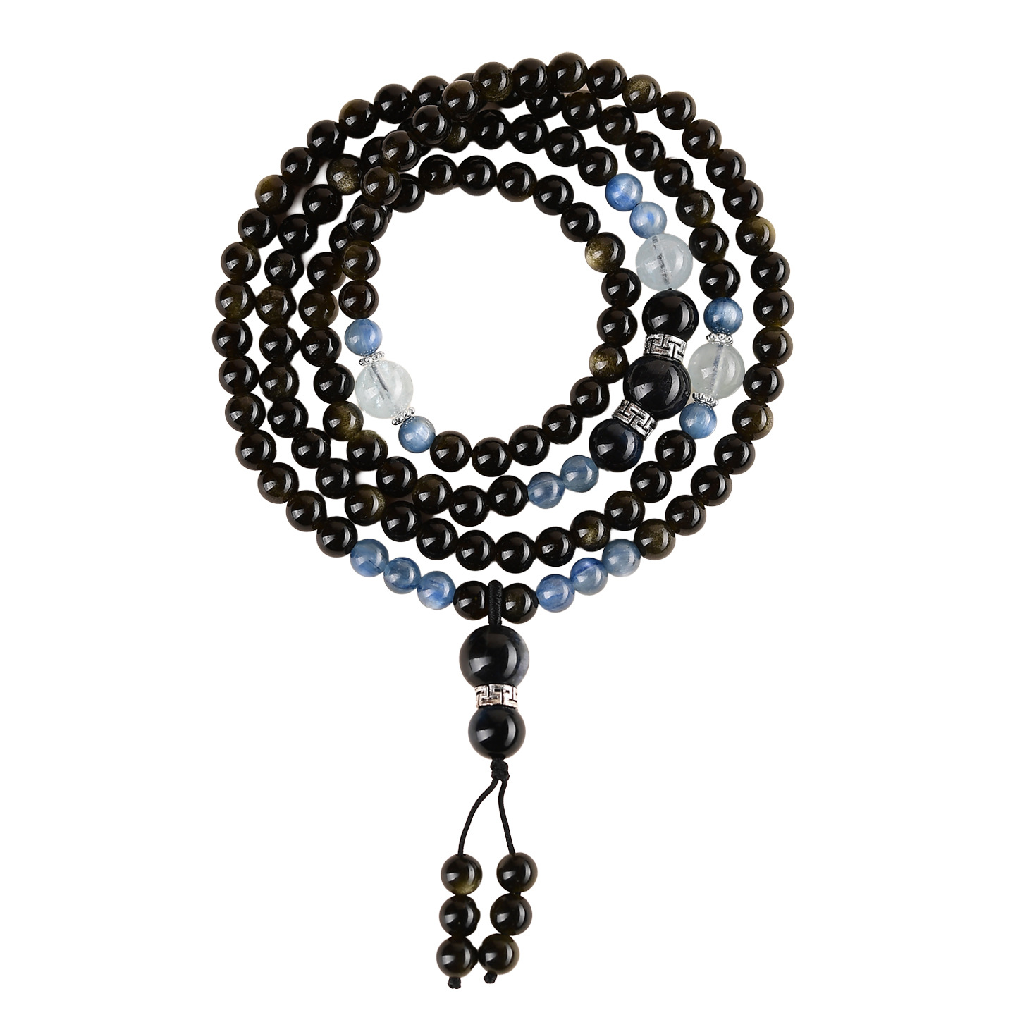 Obsidian 108 Mala Beads - Natural Obsidian Bracelet for Protection, Inner Peace & Vitality