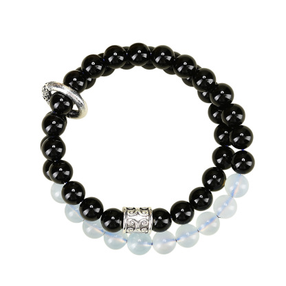 Obsidian & Aquamarine Bracelet – Protection, Serenity & Inner Peace