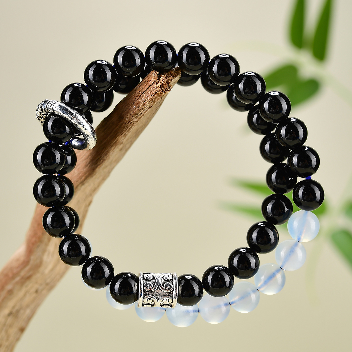 Obsidian & Aquamarine Bracelet – Protection, Serenity & Inner Peace