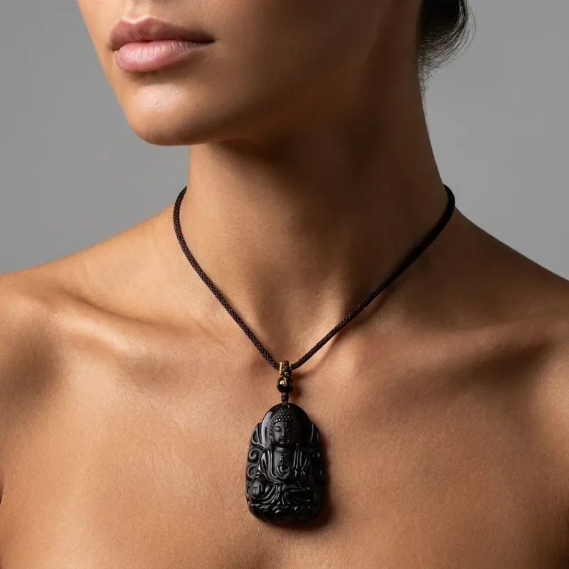 Obsidian Buddha Pendant – Protection, Healing & Inner Peace