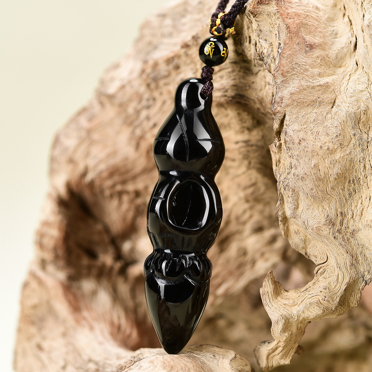 Obsidian Vajra Pestle Pendant - Spiritual Protection, Inner Peace & Negative Energy Shield