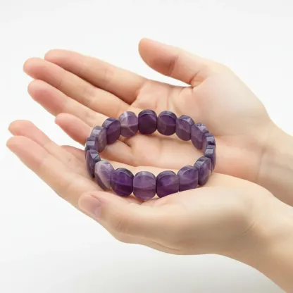 Amethyst Flat Beaded Bracelet – The Crown of Serenity