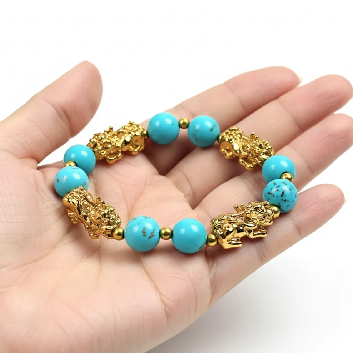 Wealth-Attracting 4 Pixiu Turquoise Bracelet - The Guardian of Abundance