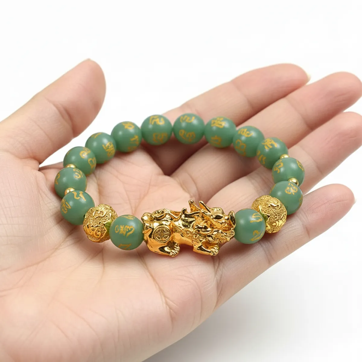 Wealth-Attracting Pixiu Green Aventurine Bracelet - The Source of Abundance