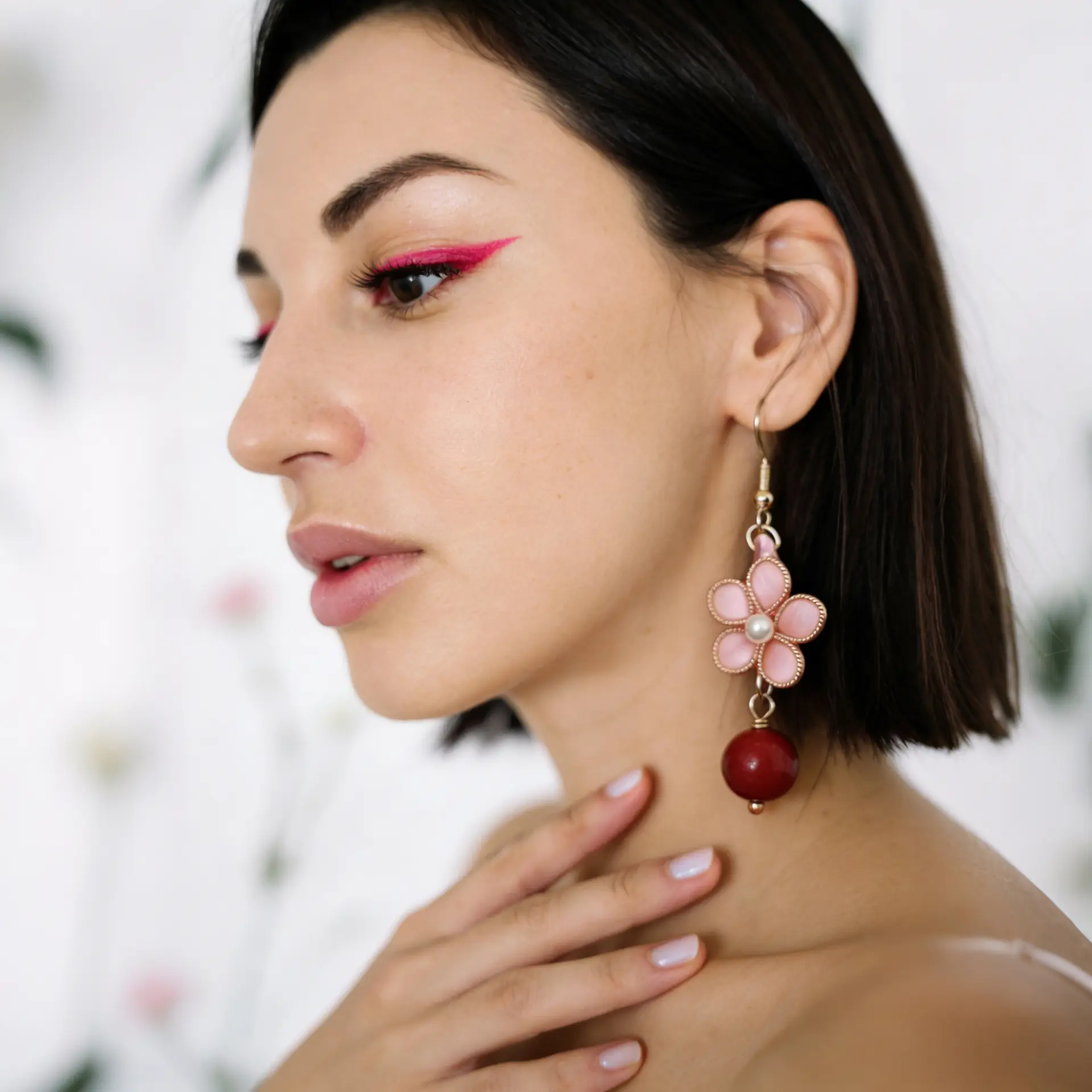 Peach Blossom Scented Mulberry Silk Earrings - Romance & Healing