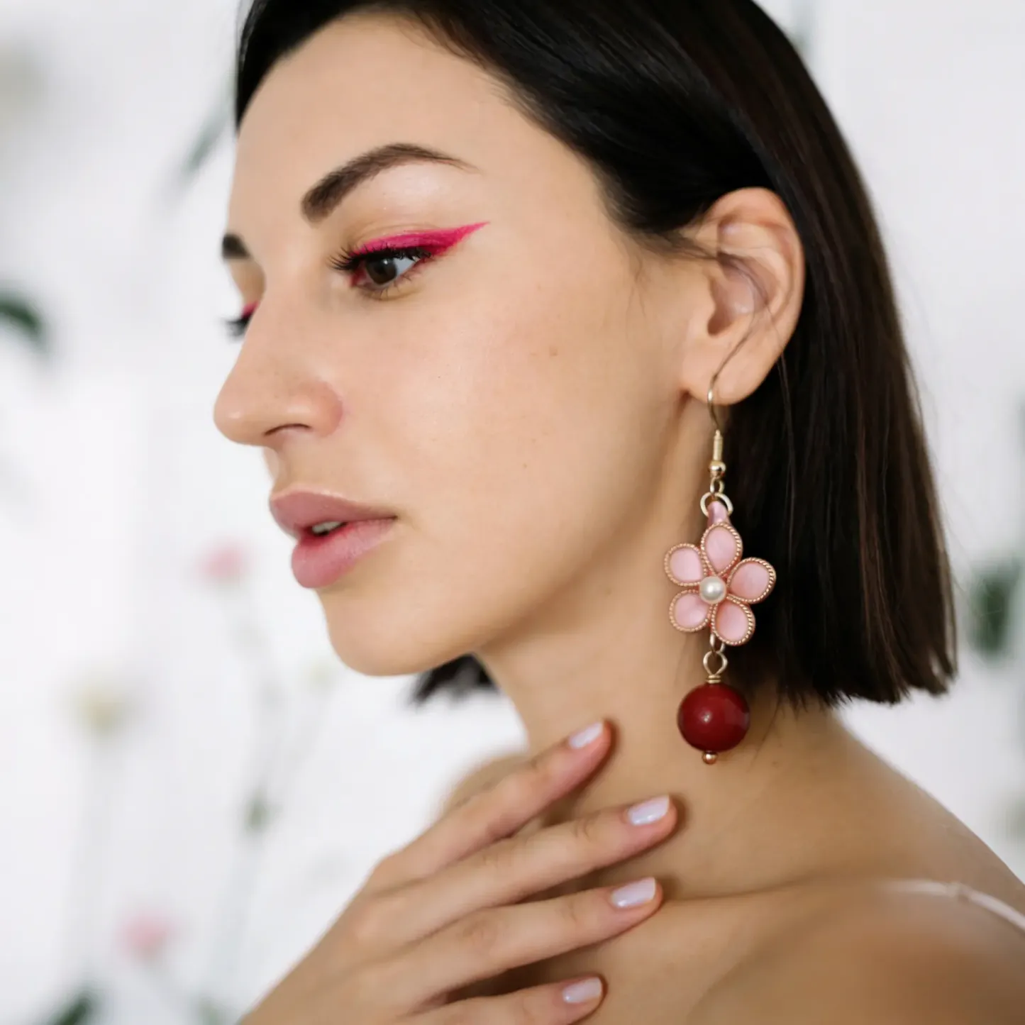 Peach Blossom Scented Mulberry Silk Earrings - Romance & Healing