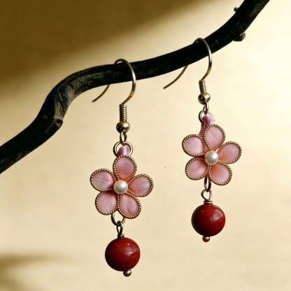 Peach Blossom Scented Mulberry Silk Earrings - Romance & Healing