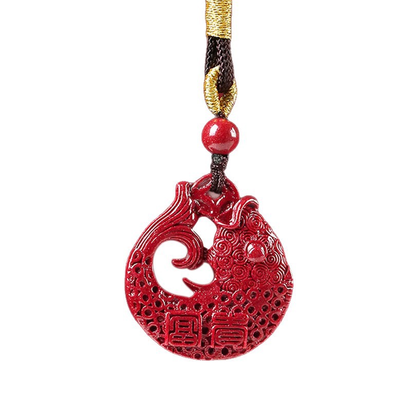 Purple Gold Cinnabar Koi Fish Pendant – Spiritual Protection & Abundant Wealth