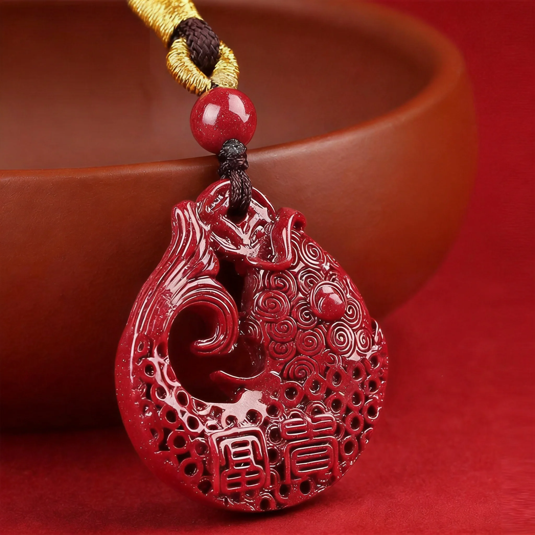 Purple Gold Cinnabar Koi Fish Pendant – Spiritual Protection & Abundant Wealth