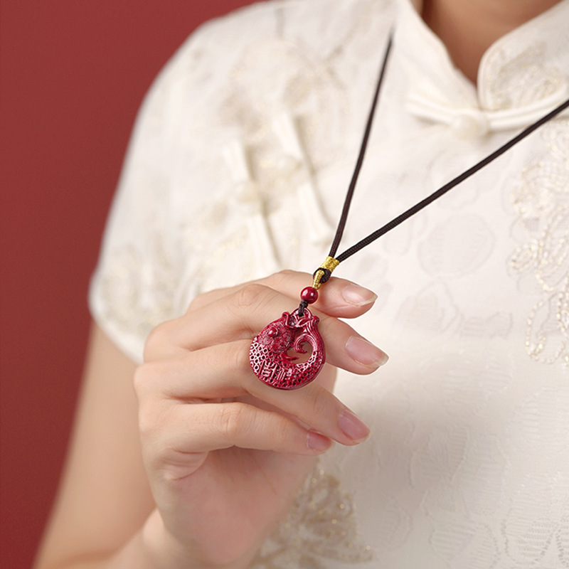 Purple Gold Cinnabar Koi Fish Pendant – Spiritual Protection & Abundant Wealth