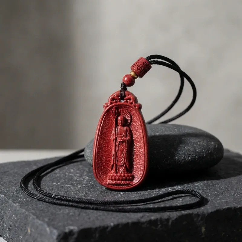 Purple Gold Sand Cinnabar Bodhisattva Necklace – Spiritual Protection, Prosperity & Inner Peace