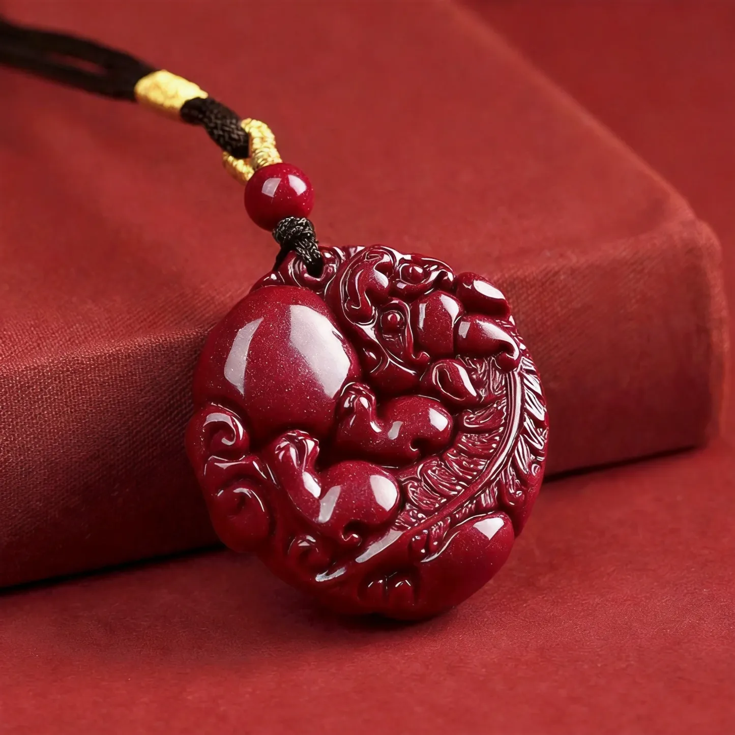 Purple Gold Sand Pixiu Pendant Cinnabar Necklace – Prosperity, Protection & Inner Peace