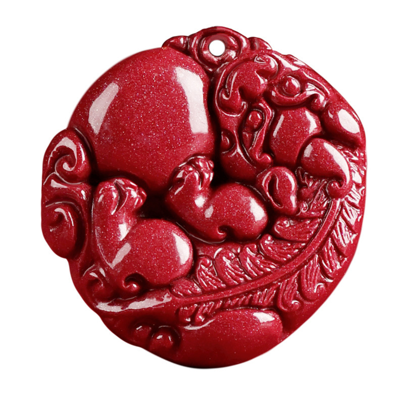 Purple Gold Sand Pixiu Pendant Cinnabar Necklace – Prosperity, Protection & Inner Peace