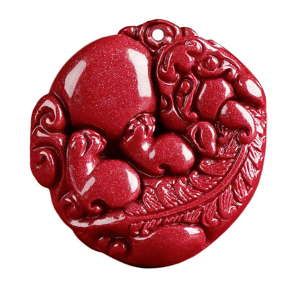 Purple Gold Sand Pixiu Pendant Cinnabar Necklace – Prosperity, Protection & Inner Peace