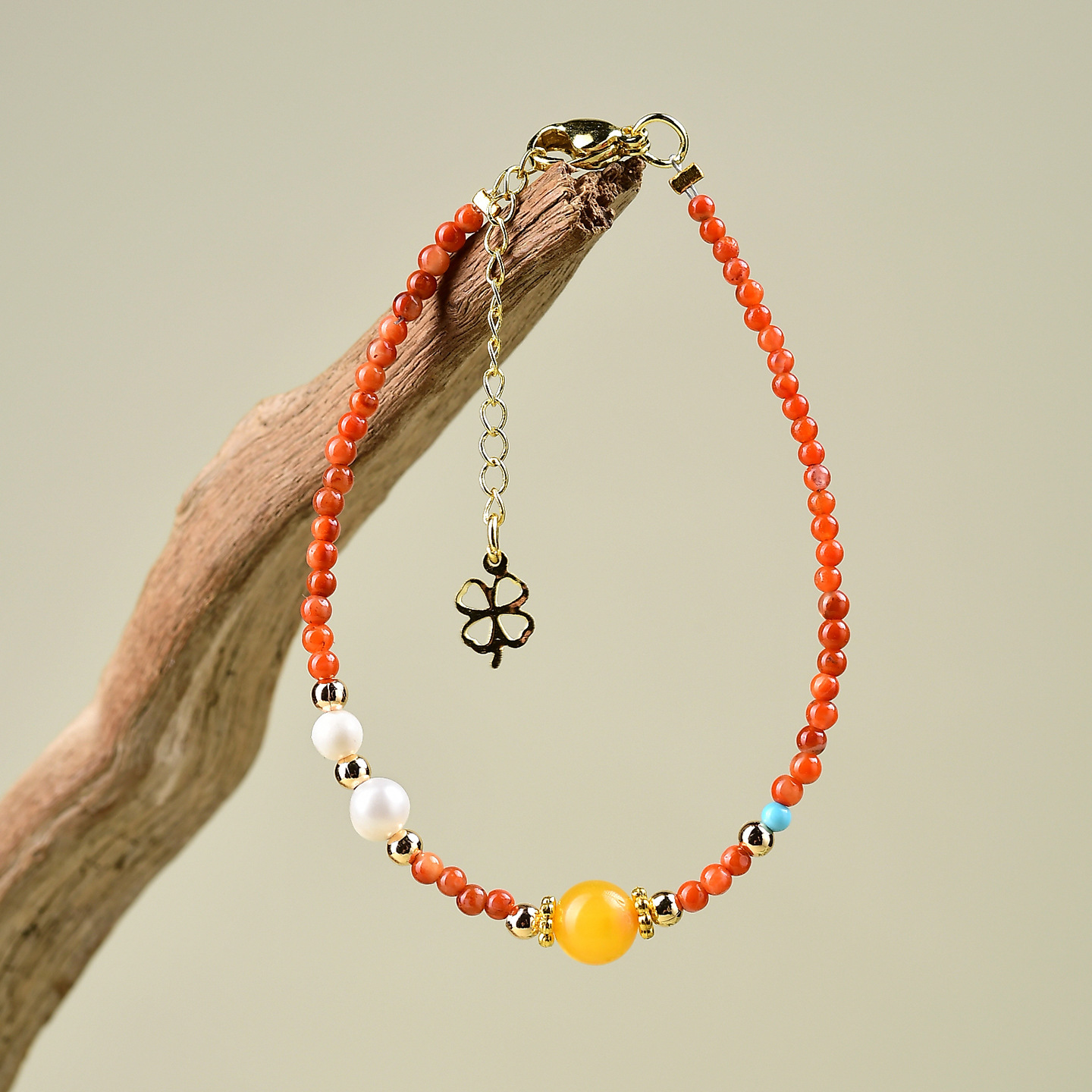 Red Agate & Beeswax Bracelet – Harmony, Inner Peace & Spiritual Protection