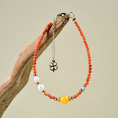 Red Agate & Beeswax Bracelet – Harmony, Inner Peace & Spiritual Protection