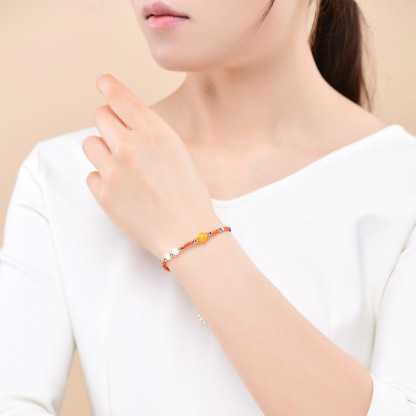 Red Agate & Beeswax Bracelet – Harmony, Inner Peace & Spiritual Protection